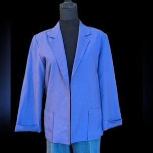 90s Vintage Boxy Blazer Jacket in Purple Blue